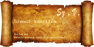 Szencz Vaszilia névjegykártya